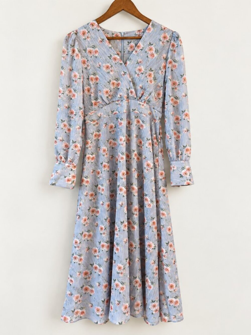 Vintage Blue Floral Prairie Sundress Midi Dress Sz Small /6